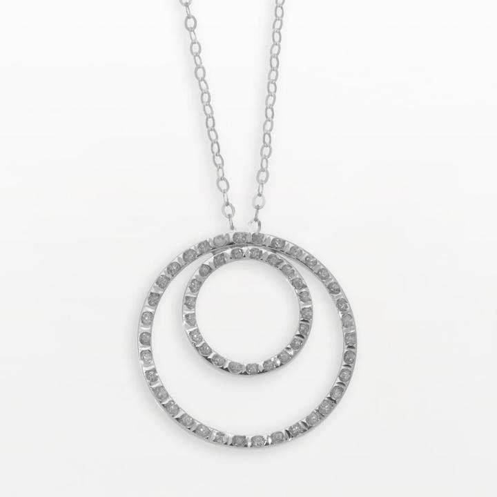 Diamond Fascination 14k White Gold Double-circle Pendant, Women's, Size: 18, Yellow
