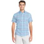 Big & Tall Izod Regular-fit Plaid Chambray Button-down Shirt, Men's, Size: 3xl Tall, Blue