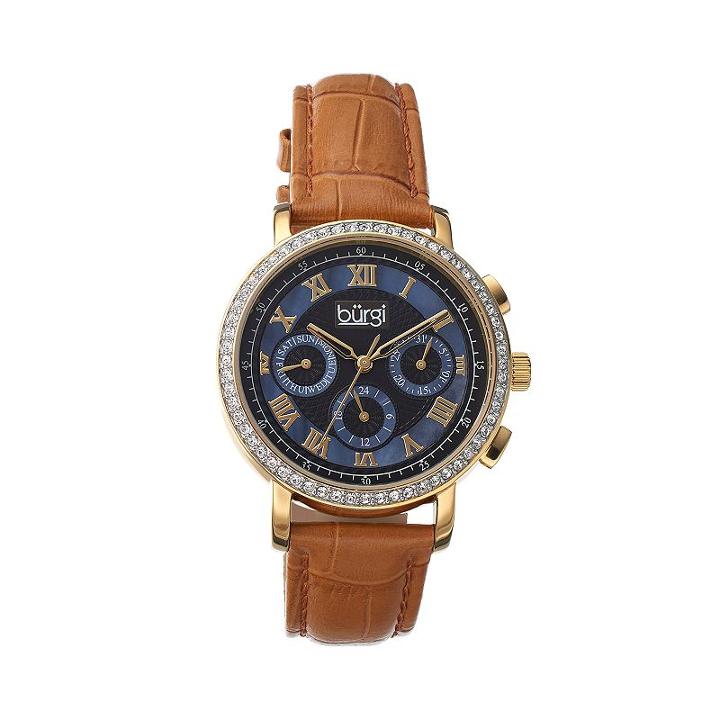 Burgi Women's Leather Watch, Brown