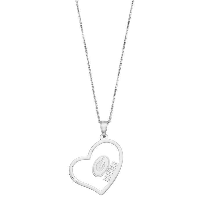 Sterling Silver Green Bay Packers Heart Openwork Pendant Necklace, Women's, Size: 18, Grey