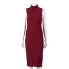 Women's Ronni Nicole Ribbed Turtleneck Sweaterdress, Size: Large, Light Red