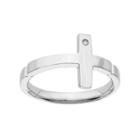 Boston Bay Diamonds Diamond Accent Sideways Cross Ring, Women's, Size: 7, White