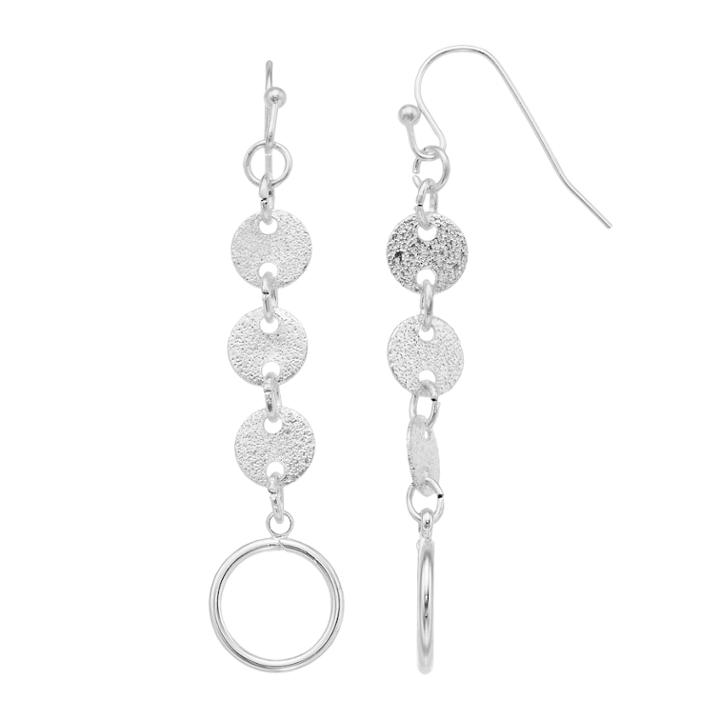 Lc Lauren Conrad Textured Disc Nickel Free Linear Drop Earrings, Women's, Silver