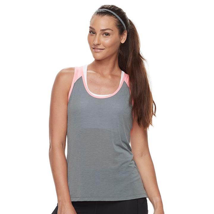Women's Tek Gear&reg; Dry Tek Layered Keyhole Tank Top, Size: Large, Grey