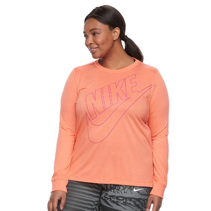 Plus Size Nike Sportswear Long-sleeve Top, Women's, Size: 1xl, Light Pink