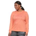 Plus Size Nike Sportswear Long-sleeve Top, Women's, Size: 1xl, Light Pink