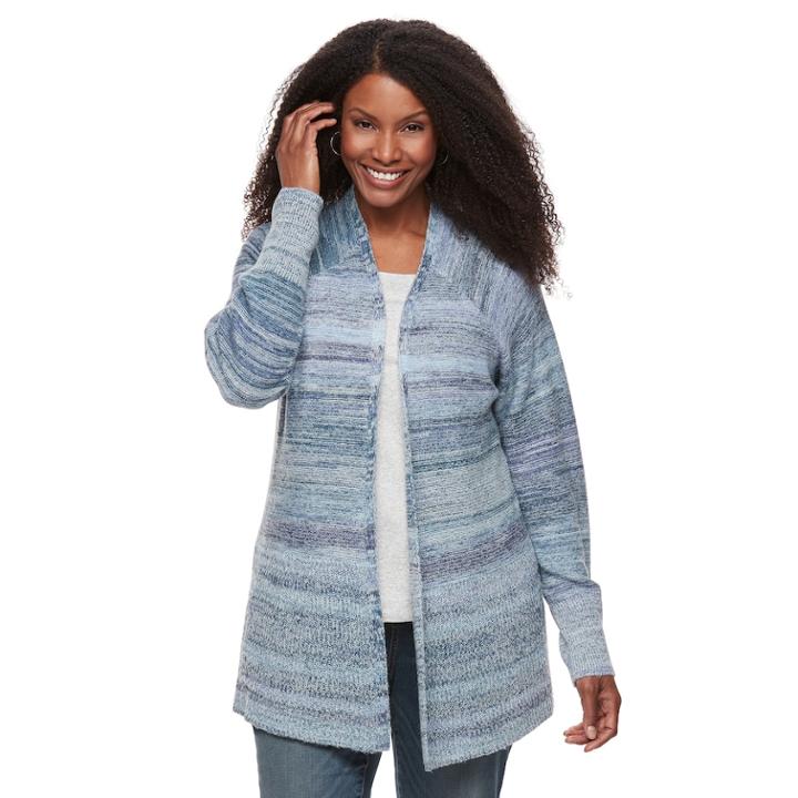 Plus Size Sonoma Goods For Life&trade; Striped Cardigan, Women's, Size: 3xl, Blue (navy)