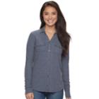 Women's Sonoma Goods For Life&trade; Ribbed Johnny Collar Shirt, Size: Xxl, Blue (navy)