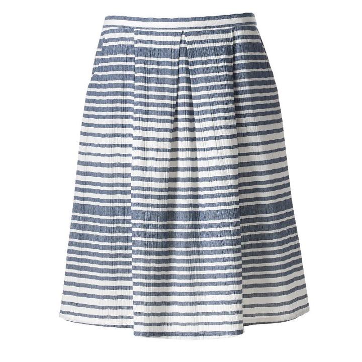 Women's Studio 253 Pleated Stripe Skirt, Size: Small, White Oth