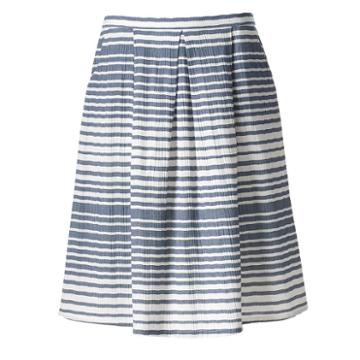 Women's Studio 253 Pleated Stripe Skirt, Size: Small, White Oth
