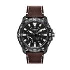 Citizen Eco-drive Men's Prt Black Ion-plated Stainless Steel & Leather Watch - Aw7045-09e, Size: Large, Brown