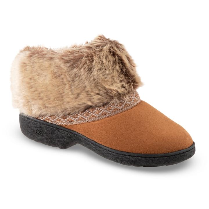 Women's Isotoner Microsuede Basil Boot Slippers, Size: Medium, Lt Brown