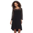 Women's Nina Leonard Sheer Polka-dot High-low Dress, Size: Medium, Black