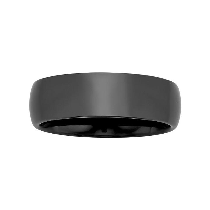 Men's Black Ceramic Wedding Band, Size: 14