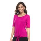 Petite Dana Buchman Tie Front Elbow Sleeve Top, Women's, Size: S Petite, Med Pink