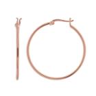 14k Rose Gold Over Silver Hoop Earrings, Women's, Pink