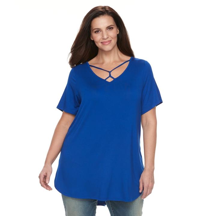 Plus Size Apt. 9&reg; Strappy Top, Women's, Size: 0x, Blue