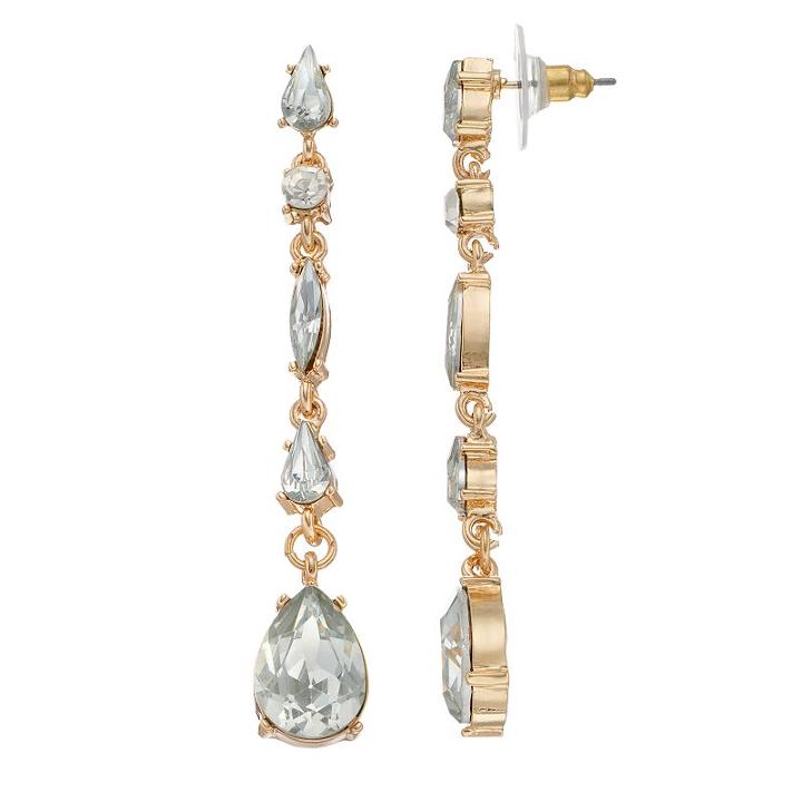 Lc Lauren Conrad Geometric Stone Linear Drop Earrings, Women's, Gold