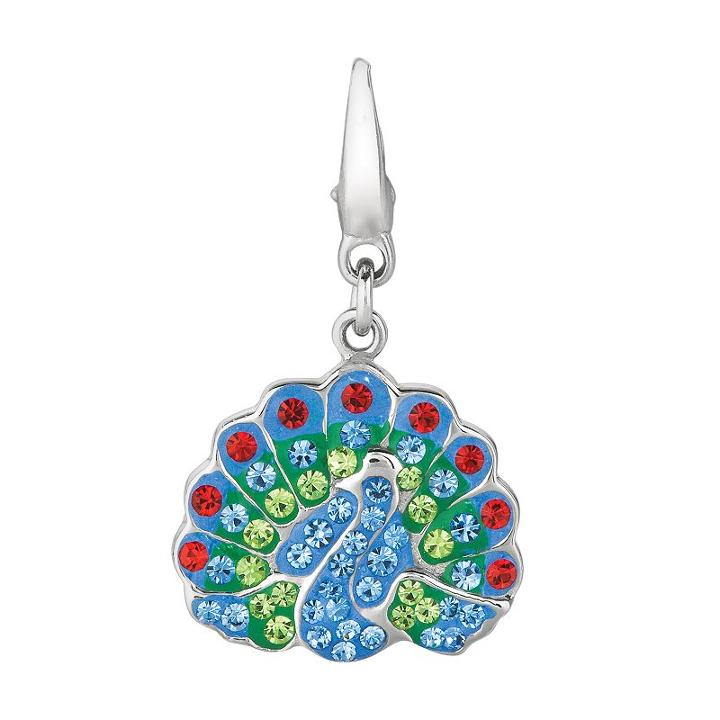 Sterling Silver Crystal Peacock Charm, Women's, Multicolor