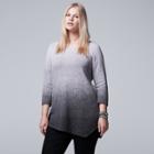 Plus Size Simply Vera Vera Wang Ombre Asymmetrical Crewneck Sweater, Women's, Size: 0x, Brt Purple