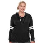 Juniors' Plus Size So&reg; Striped Sleeve Hoodie, Teens, Size: 3xl, Black