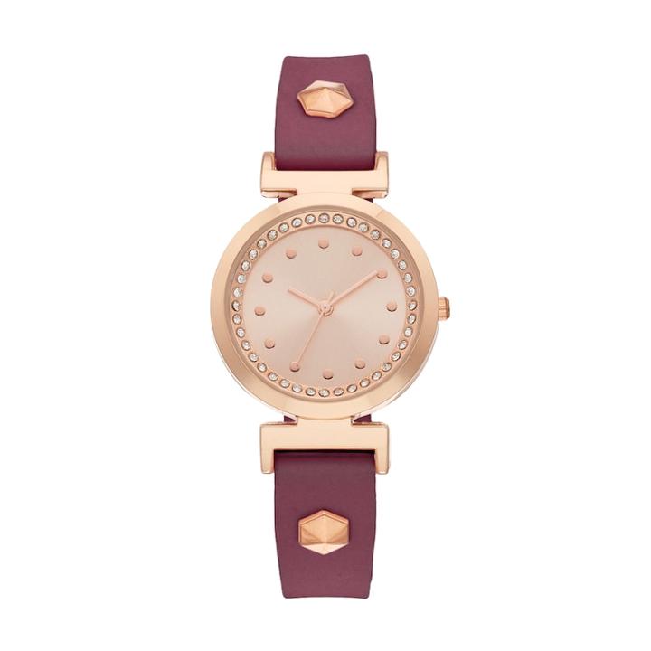 Women's Studded Rubber Band Watch, Size: Medium, Red