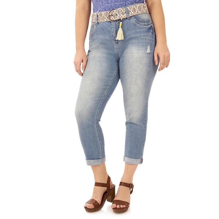 Juniors' Plus Size Wallflower Curvy Cuffed Jean Capris, Girl's, Size: 16 W, Med Yellow