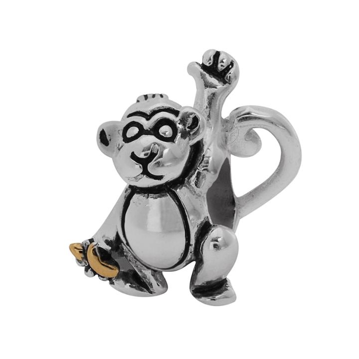 Individuality Beads Sterling Silver & 14k Gold Over Silver Monkey Bead, Women's, Yellow