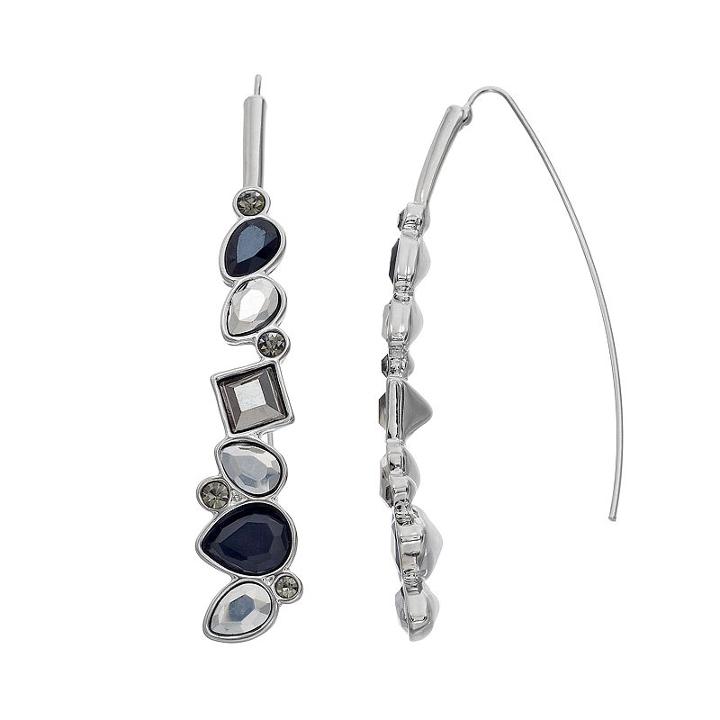 Simply Vera Vera Wang Nickel Free Geometric Stone Threader Earrings, Women's, Black