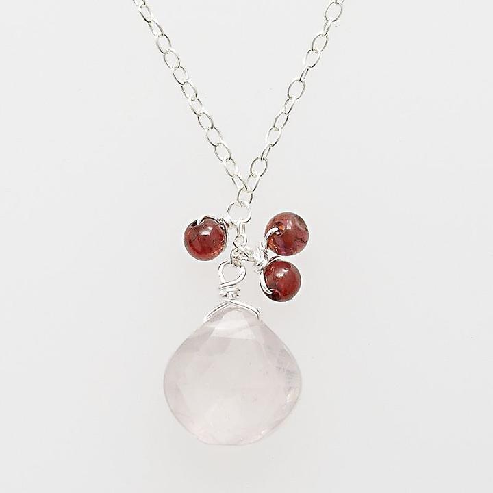 Sterling Silver Rose Quartz Pendant, Women's, Grey