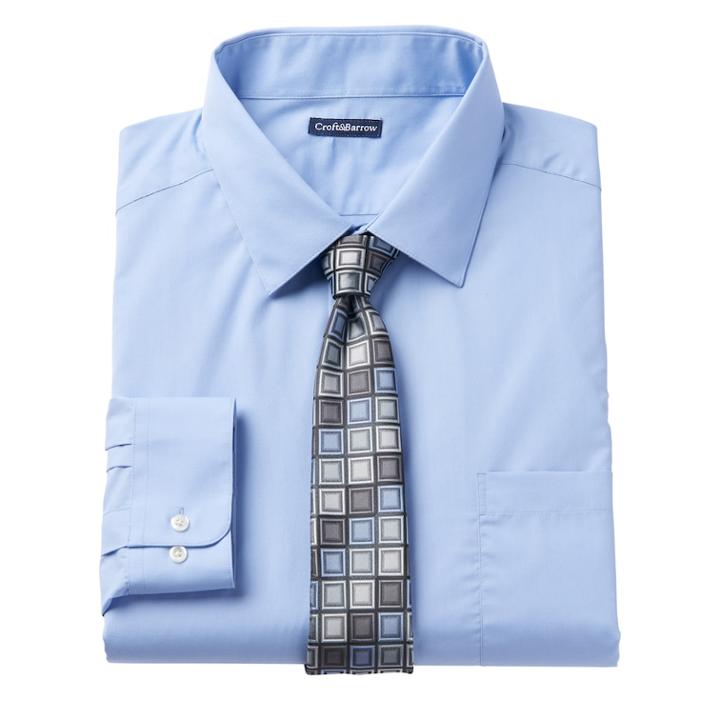 Men's Croft & Barrow&reg; Classic-fit Striped Dress Shirt And Patterned Tie, Size: M-32/33, Lt Purple
