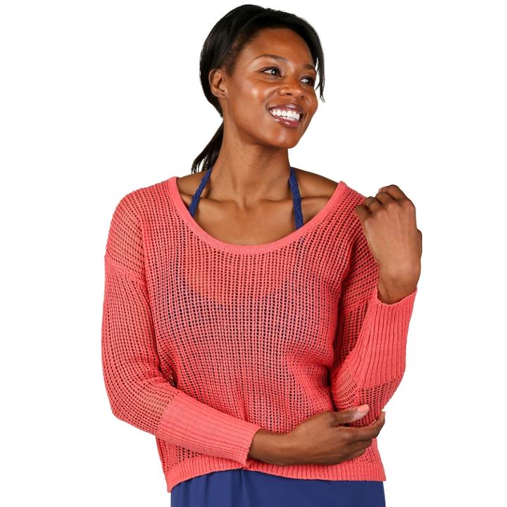 Women's Soybu Gigi Strappy Back Yoga Sweater, Size: Small, Brt Pink