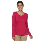 Women's Croft & Barrow&reg; Essential V-neck Top, Size: Small, Dark Pink