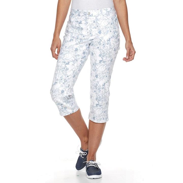 Women's Croft & Barrow&reg; Floral Capri Jeans, Size: 18, Light Blue