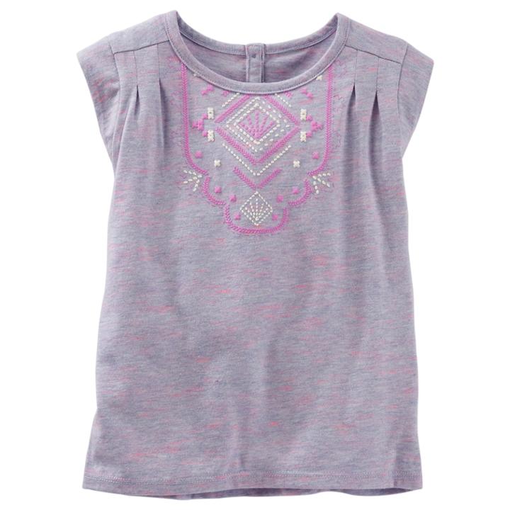 Girls 4-6x Oshkosh B'gosh&reg; Puff-print Space-dyed Tee, Size: 5, Light Grey