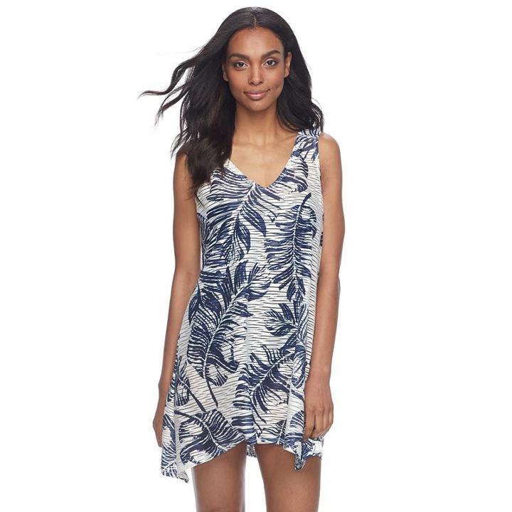 Women's Apt. 9&reg; Burnout Palm Cover-up, Size: Xxl, Blue (navy)
