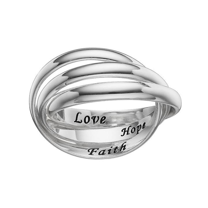 Primrose Sterling Silver Faith Hope Love Interlock Ring, Women's, Size: 7, Grey