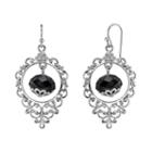 1928 Bead Filigree Drop Earrings, Women's, Black