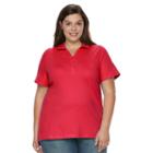 Plus Size Croft & Barrow&reg; Pique Polo, Women's, Size: 3xl, Med Red