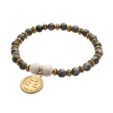 Wish Upon A Rock Gray Agate Beaded Stretch Bracelet, Women's, Size: 7, Grey