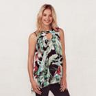 Women's Lc Lauren Conrad Tropical Leaf Tunic, Size: Xs, Black