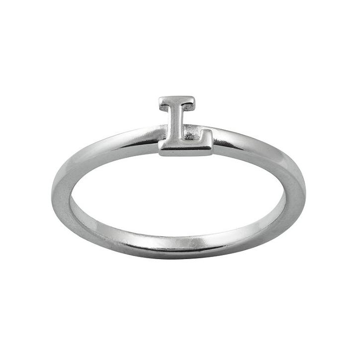 Sterling Silver Initial Ring, Women's, Size: 6, Grey