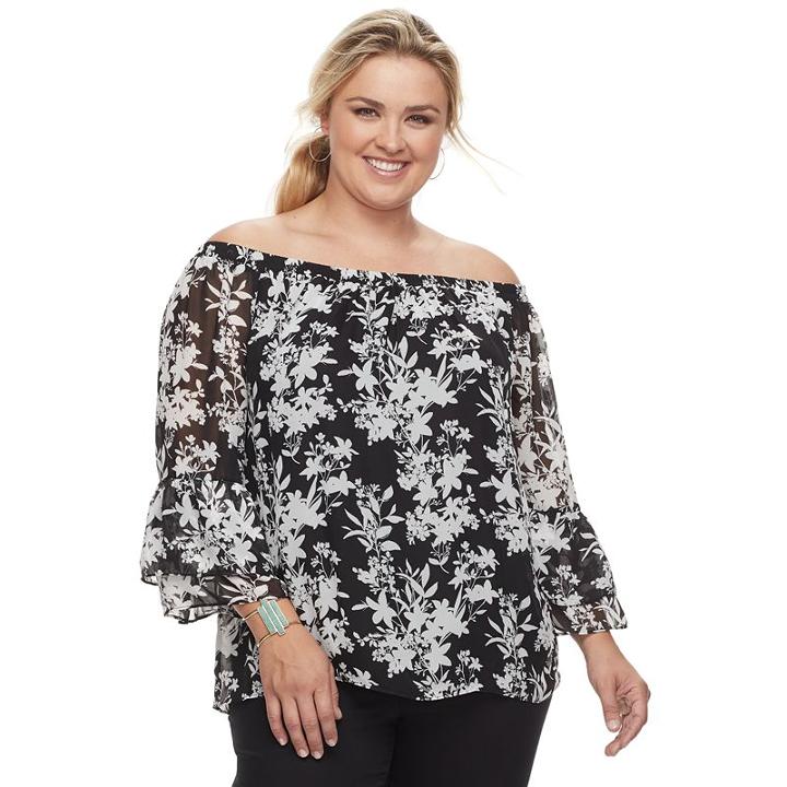 Plus Size Apt. 9&reg; Printed Off-the-shoulder Top, Women's, Size: 1xl, Ovrfl Oth