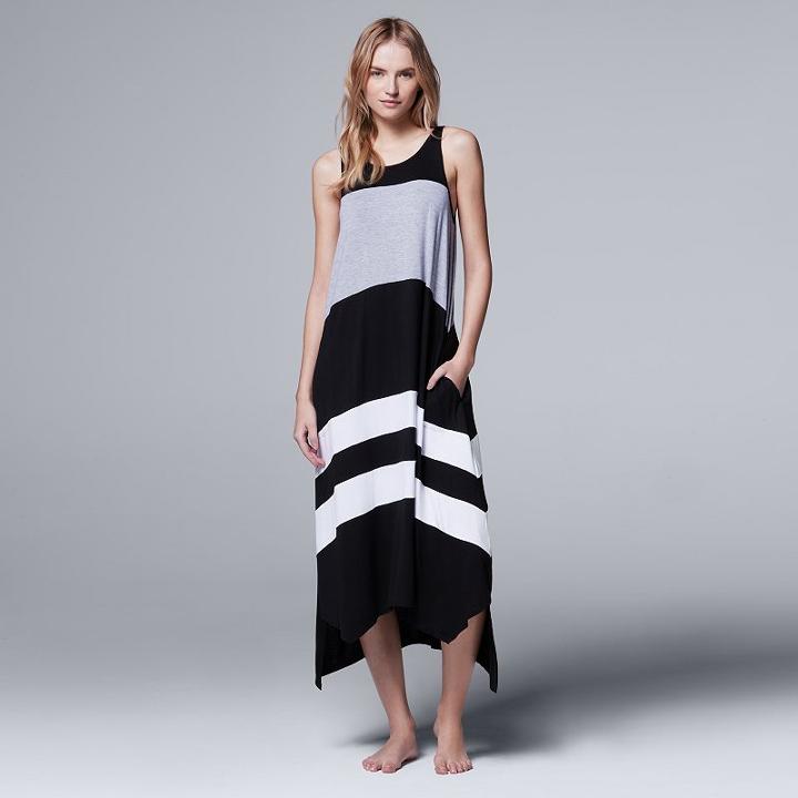 Women's Simply Vera Vera Wang Whisper Garden Tank Maxi Dress, Size: Small, Black