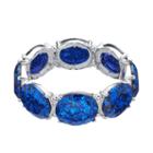 Glittery Blue Faceted Stone Stretch Bracelet, Women's, Med Blue