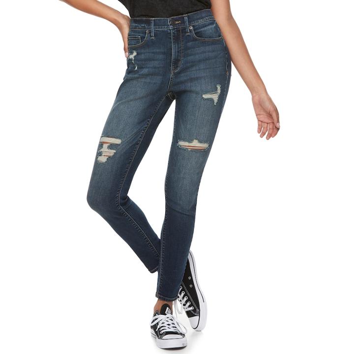 Juniors' Mudd&reg; Flx Stretch High-rise Faded Jean Leggings, Teens, Size: 7, Blue