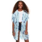 Juniors' About A Girl Tie-dye Chiffon Kimono, Size: Xl, Blue