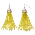 Yellow Seed Bead Tassel Drop Earrings, Women's