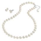 Croft & Barrow&reg; Silver Tone Simulated Pearl Necklace And Drop Earring Set, Women's, White