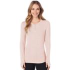 Women's Cuddl Duds Softwear Stretch Henley, Size: Medium, Lt Orange